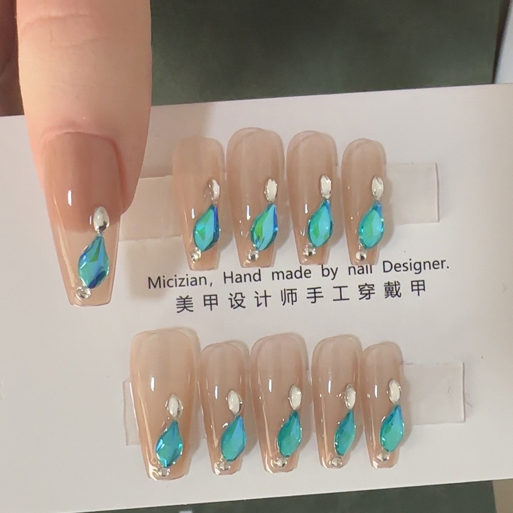 【蓝宝石】猫眼纯手工穿戴甲指甲贴片美甲假指甲3132#