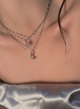 星月双层项链女2024年新款气质高级女神范轻奢简约百搭锁骨