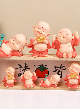 小弥勒搪胶摆件国风和尚系列沙弥可爱家居饰品礼物工艺品西天