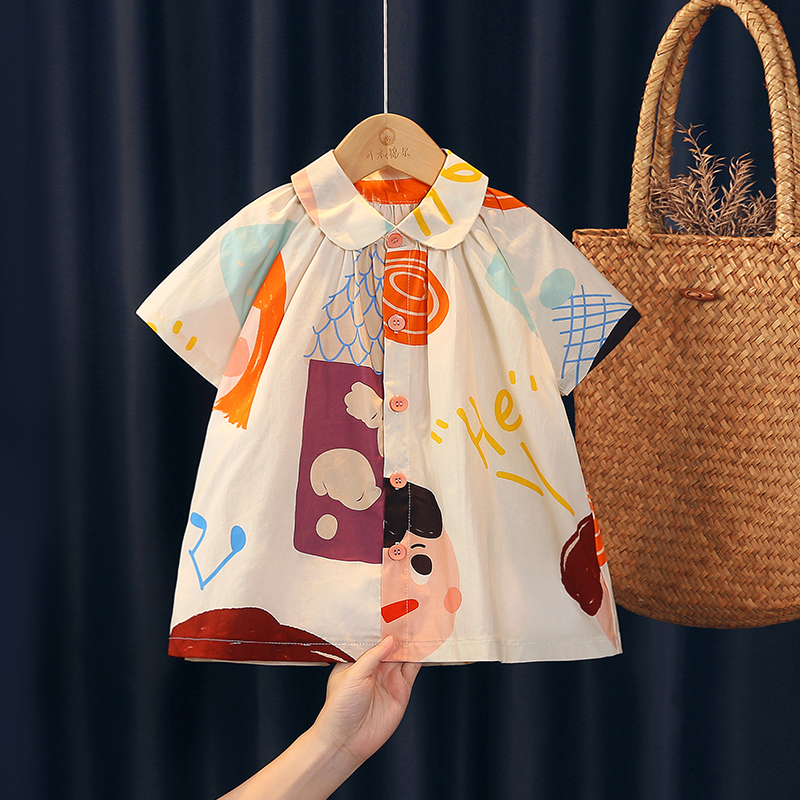 可衣棉尔女童韩版纯棉涂鸦连衣裙