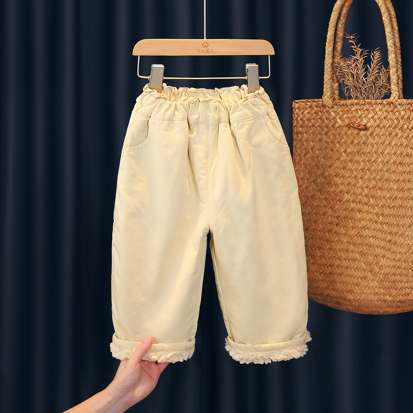 可衣棉尔纯棉一体绒加绒休闲裤