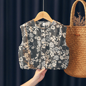 女童马甲春秋季 小女孩洋气好看提花背心儿童时髦宝宝马夹 2026新款