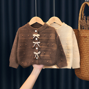 外套秋冬季 宝宝羊毛衫 2025新款 针织衫 上衣小女孩法式 女童毛衣开衫