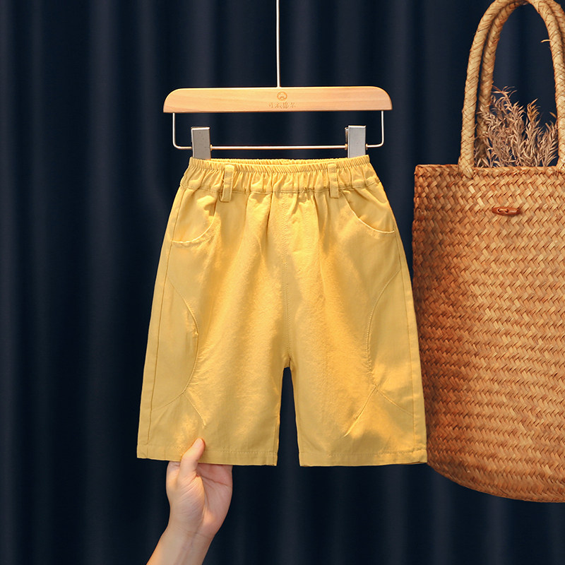儿童短裤夏季新款2026纯棉男女童装休闲五分裤宝宝黄色宽松运动裤