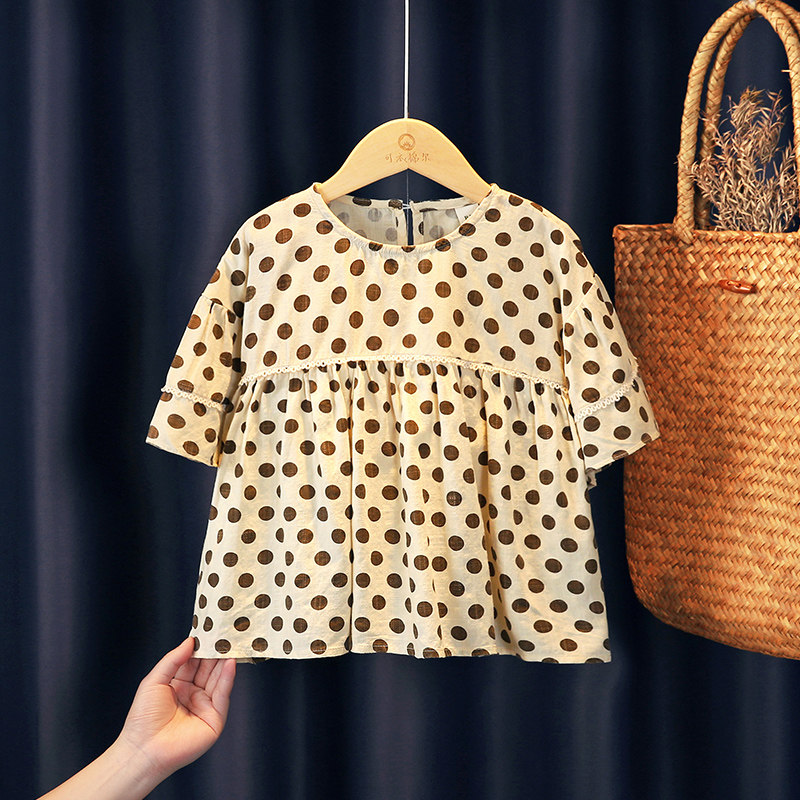 女童衬衫短袖夏季薄款新款女孩洋气好看儿童娃娃衫女宝宝纯棉上衣