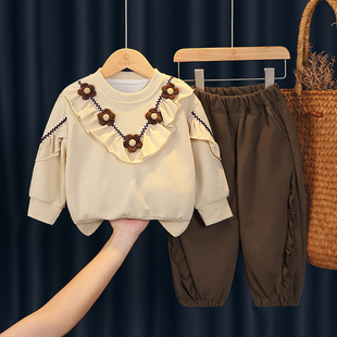 女童春装2026新款套装洋气时髦小女孩休闲长袖卫衣儿童纯棉两件套