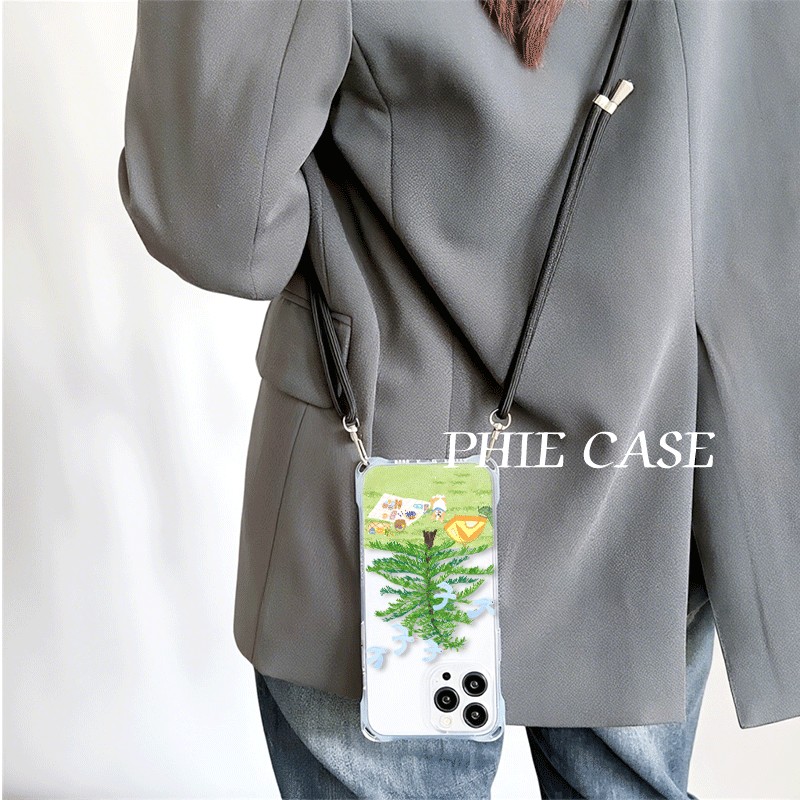 一加ACE5春天露营地13透明16plus斜挎手腕挂绳iQOOz9小清新苹果12ProMax适用防摔15手机壳软iPhone14四角开孔