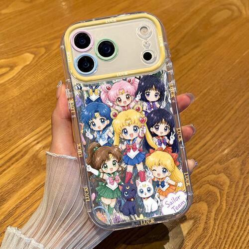 iPhone13动漫泡芙羽纱手机壳15软苹果14Plus小众VIVOX300S小米17ProMax适用华为NOVA16高颜值美少女战士ins风