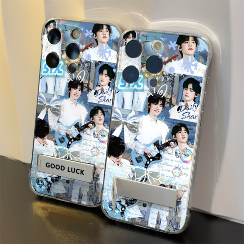 iPhone17高级感OPPORENO16苹果14创意透明13ProMax适用16PLUS超薄一加15带支架无边框硬手机壳泡泡宋亚轩周边