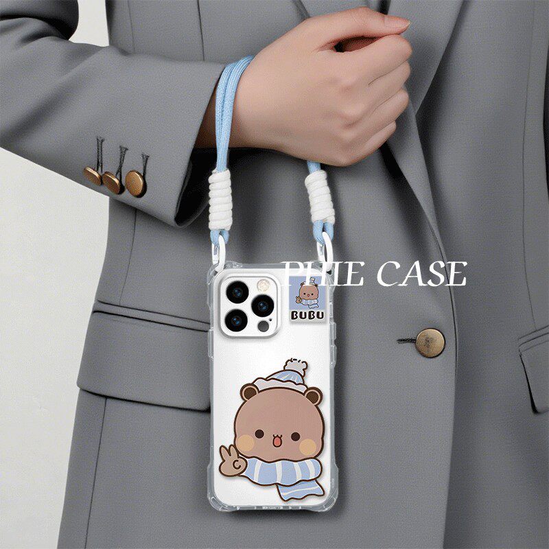 小米15手机壳软苹果14plus四角开孔13斜挎适用防摔12ProMax手腕挂绳iPhone16e透明荣耀MAGIC7冬日比耶布布a58