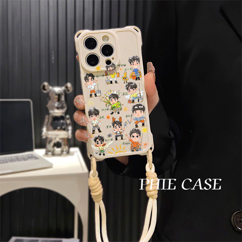 红米TURBO4种地吧少年iPhone16透明15手机壳软苹果14plus四角开孔iQOOz9卡通13斜挎适用防摔12ProMax手腕挂绳