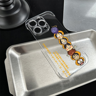 海贼王路飞叠叠乐iPhone17硬14ProMax动漫适用15透明12无边框华为MATE70苹果16plus带支架13超薄高级感手机壳