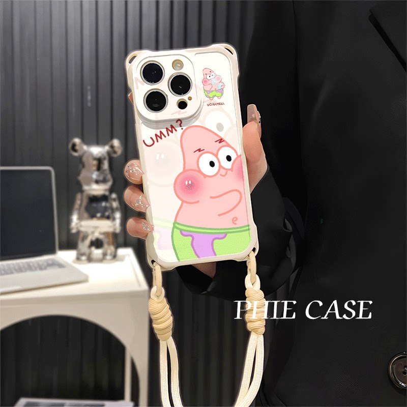 15plus手机壳软12ProMax适用荣耀MAGIC7贴贴派大星iPhone17四角开孔13透明苹果16斜挎手腕挂绳14防摔x200卡通