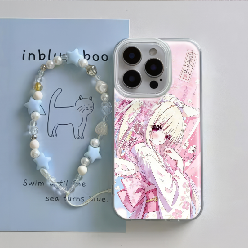 iPhone15适用苹果14Plus大孔13少女心红米TURBO5古早樱花少女小米17Ultra手机壳硬16ProMax带挂绳红米k90可爱
