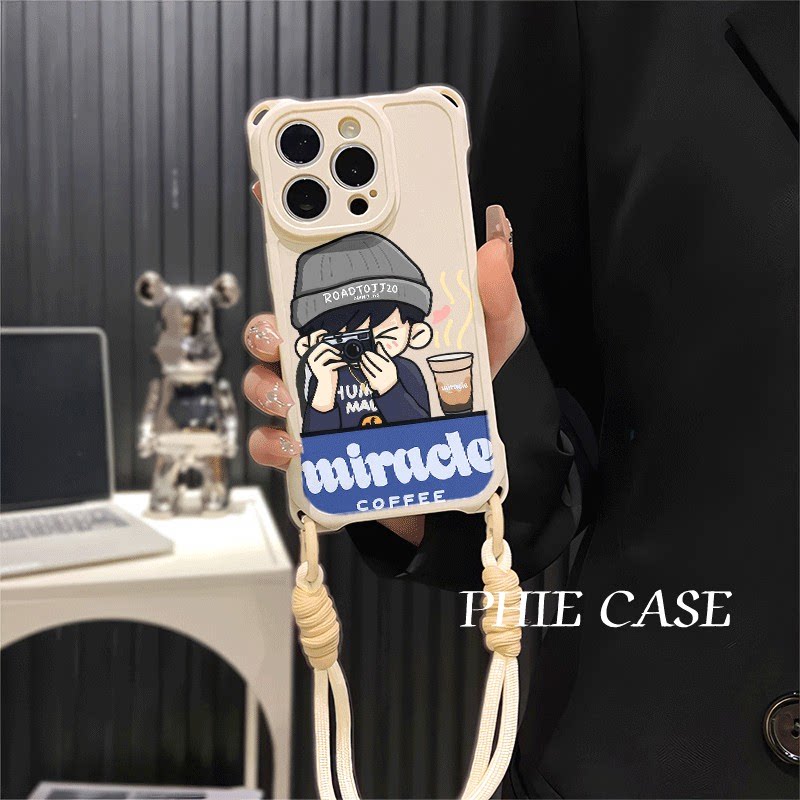 iPhone14防摔15plus手机壳软12ProMax适用华为Mate60拍照林俊杰小米17四角开孔13透明苹果16斜挎手腕挂绳周边