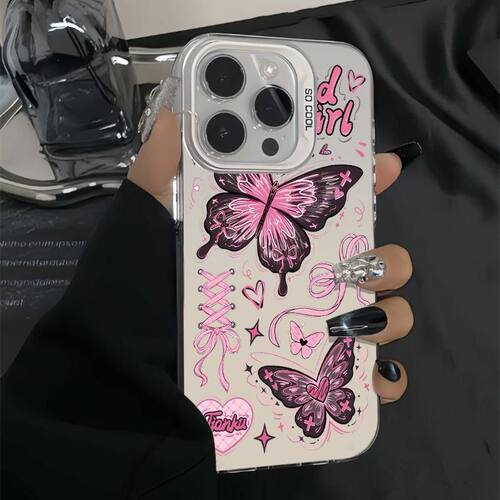 荣耀600ins风蝴蝶爱心iPhone13少女心苹果15小众小米17ULTRA彩银14ProMax硬VIVOx300s适用16PLUS高级感手机壳