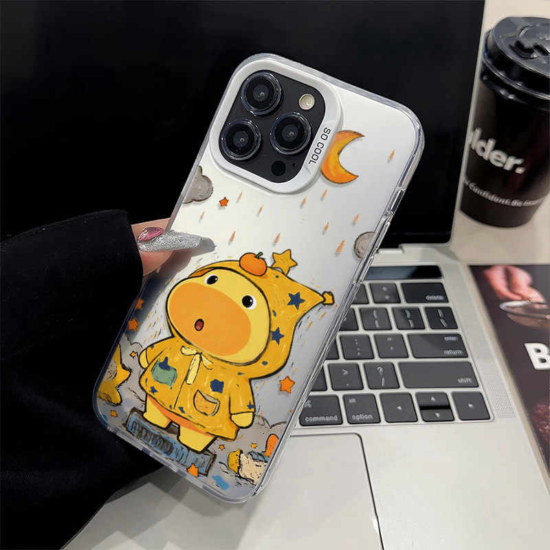 iPhone16可爱彩银苹果13创意小米17MAX硬12ProMax华为PURA90雨衣水豚噜噜适用14PLUS卡通高级感手机壳一加15T