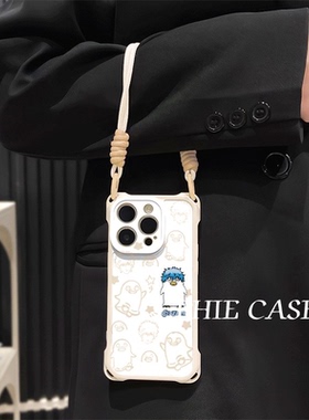 OPPOFindx8手机壳软12ProMax适用企鹅银魂坂田iPhone17四角开孔13卡通a5透明苹果16斜挎手腕挂绳14防摔15plus