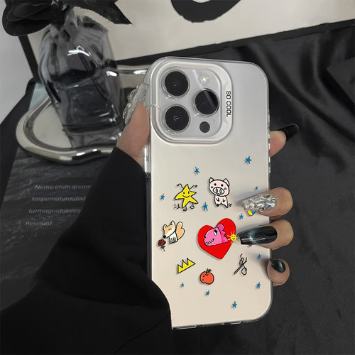 iPhone14ins风彩银苹果13创意OPPORENO16硬17ProMax适用15PLUS高级感华为PURA90手机壳可爱汪苏泷手绘荣耀600