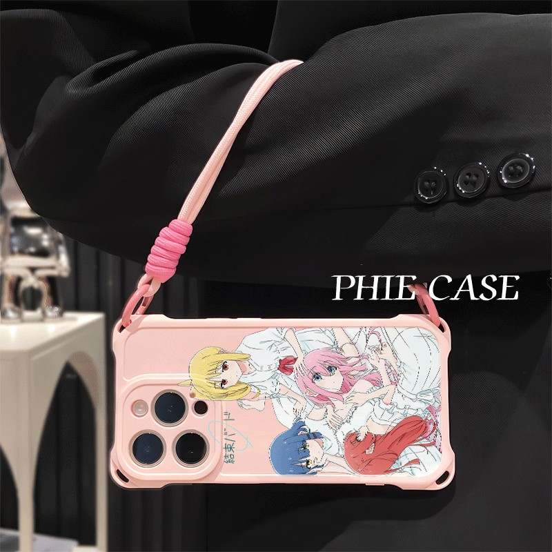 红米TURBO4孤独摇滚乐队苹果14防摔四角开孔iPhone13斜挎16透明15plus手机壳软x200手腕挂绳12ProMax适用卡通