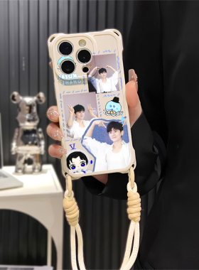 防摔15plus手机壳软华为NOVA14拼接张杰签售会iPhone17适用16ProMax周边荣耀x70i四角开孔斜挎手腕挂绳苹果13