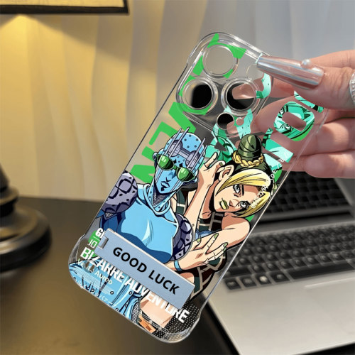 iPhone13动漫高级感苹果17创意透明15ProMax潮酷空条徐伦适用14PLUS超薄华为NOVA16个性带支架无边框硬手机壳