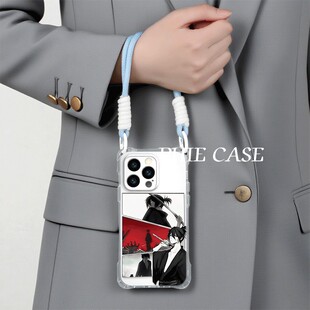 15plus手机壳软12ProMax适用a6潮酷野良神动漫iPhone17四角开孔13透明苹果16斜挎手腕挂绳14防摔Findx9创意11