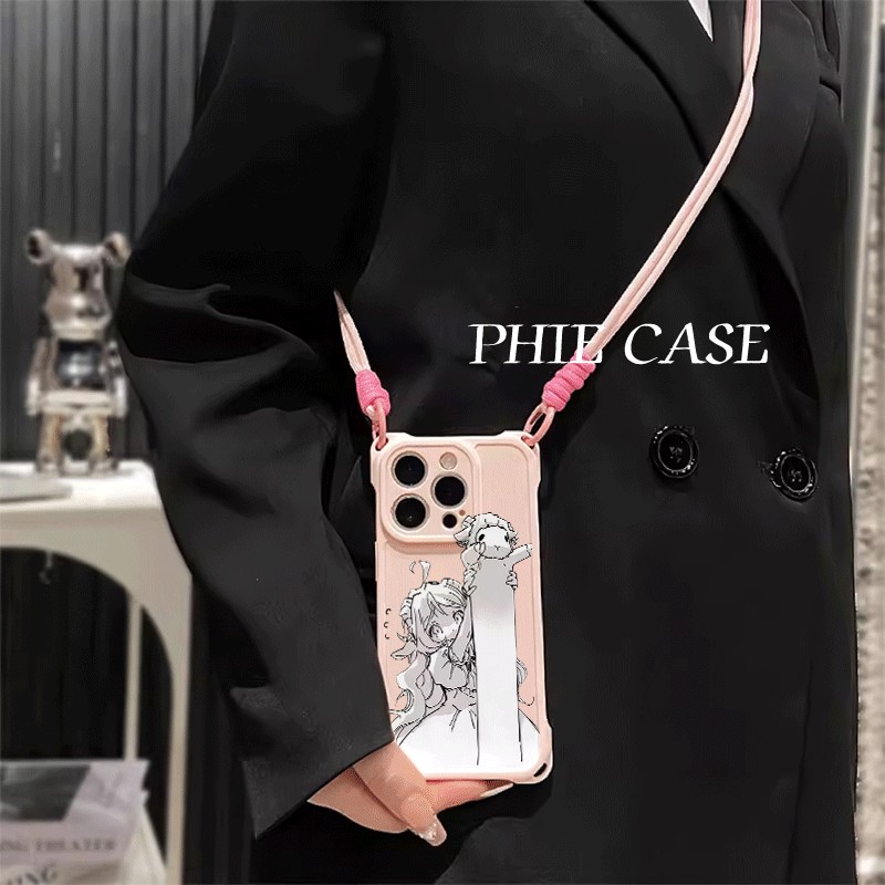 14plus四角开孔13明日方舟小羊艾雅法拉VIVOIQOOZ9斜挎适用防摔iPhone16透明15ProMax手机壳软苹果12手腕挂绳