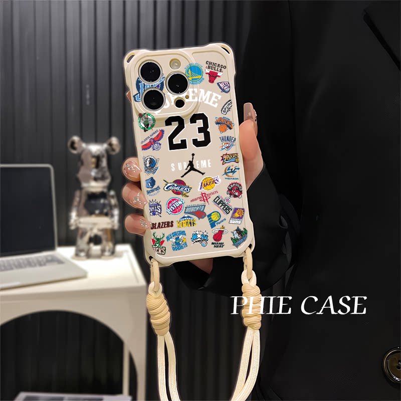 iPhone16plus手机壳软14四角开孔苹果13斜挎手腕挂绳华为NOVA12防摔透明15ProMax适用23号球衣科比iqooz9潮酷