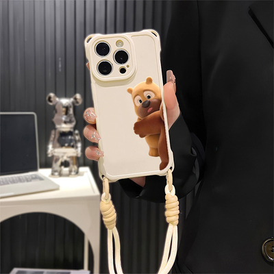 OPPOFindx9斜挎手腕挂绳苹果13防摔15plus手机壳软14ProMax创意熊二iPhone16熊出没x300可爱12四角开孔17适用