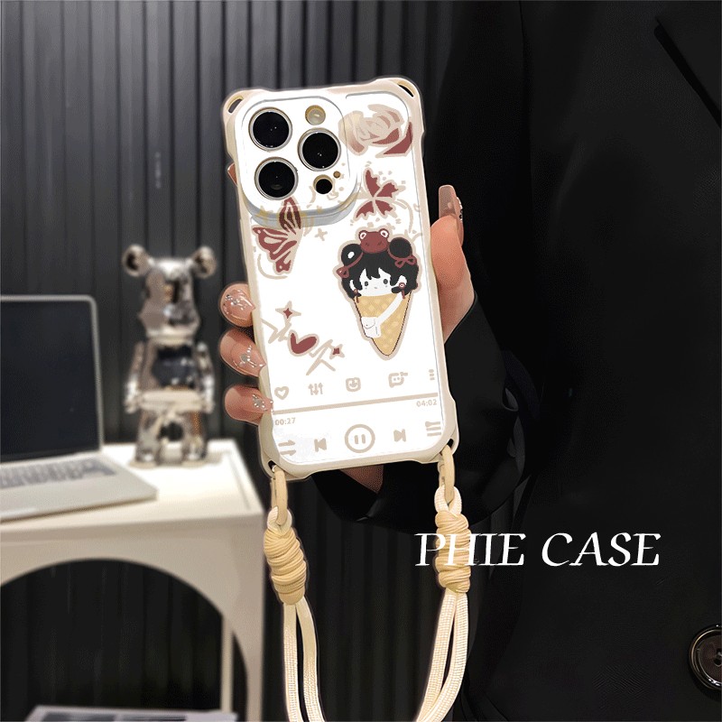 华为Mate70丸子头女孩iPhone15手机壳软14四角开孔13pro斜挎手腕挂绳苹果16plus透明适用防摔12ProMax可爱s30