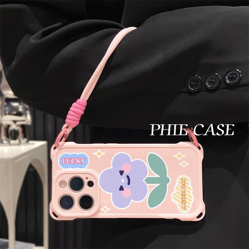 防摔15plus手机壳软12ProMax适用真我NEO7TURBO笑脸ins花朵iPhone17四角开孔13透明苹果16斜挎手腕挂绳14女款