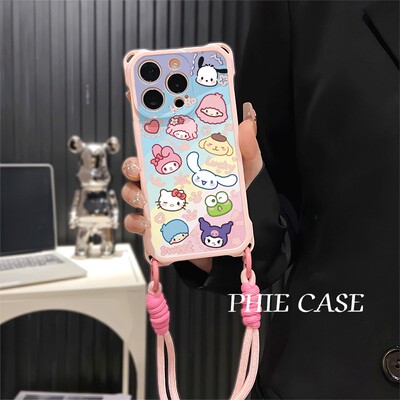 iPhone16e防摔kitty猫帕恰狗大耳狗真我gt7pro透明15plus手机壳软14四角开孔苹果13斜挎手腕挂绳12ProMax适用
