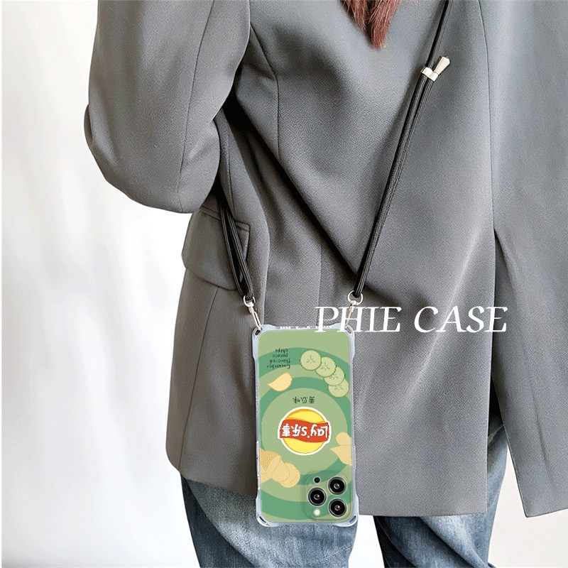 红米TURBO4创意苹果16斜挎手腕挂绳17ProMax适用iPhone14防摔黄瓜薯片15plus手机壳软12四角开孔13透明iQOOz9