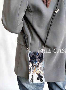 红米k70Ultra潮酷高达IQOOz9TURBO透明15手机壳软14四角开孔苹果13斜挎手腕挂绳12ProMax适用iPhone16防摔a55