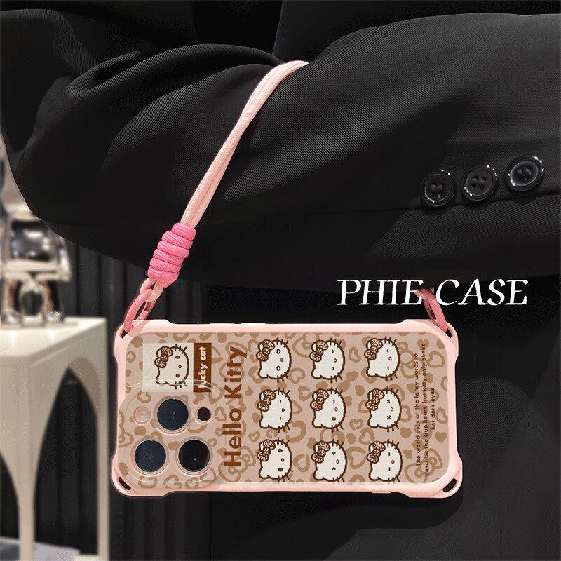 华为NOVA13斜挎手腕挂绳iPhone16防摔透明15plus手机壳软14四角开孔苹果12ProMax适用一加ACE5表情包凯蒂猫a5