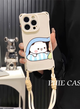 15plus手机壳软12ProMax适用红米k80情侣被窝一二布布iPhone17四角开孔13透明苹果16斜挎手腕挂绳14防摔x100s