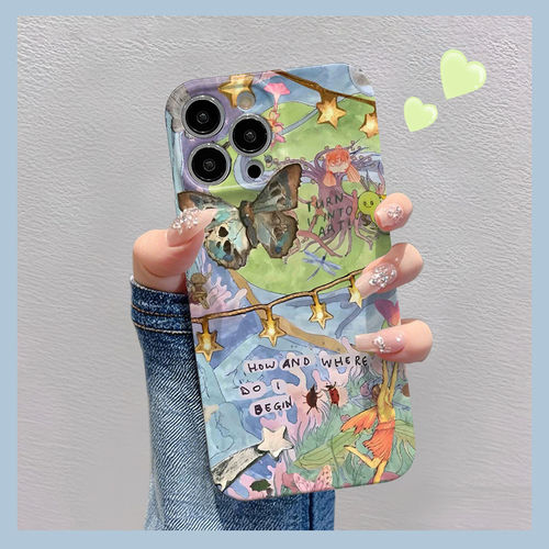 红米K90MAXins风涂鸦蝴蝶适用iPhone17苹果13promax菲林华为NOVA16手机壳14plus硬OPPORENO15小众三星S26PLUS