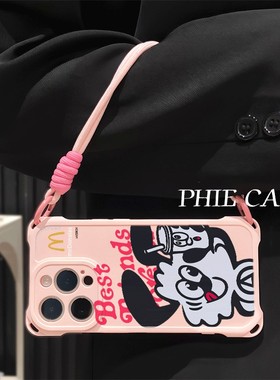 华为NOVA13斜挎手腕挂绳12ProMax适用m记小狗iPhone16防摔透明15pro手机壳软14四角开孔苹果11可爱红米TURBO4