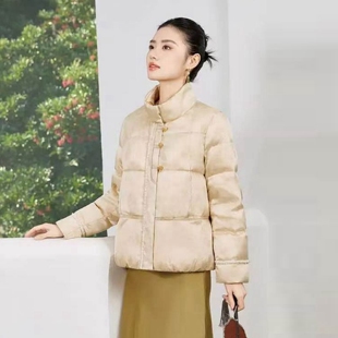 新中式盘扣羽绒服女款2026冬季新款国风立领九半成品充绒定制加工