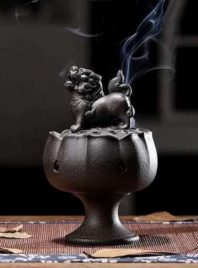 陶瓷盘香香炉家居摆件客厅办公室茶桌檀香沉香香薰炉狮炉净化
