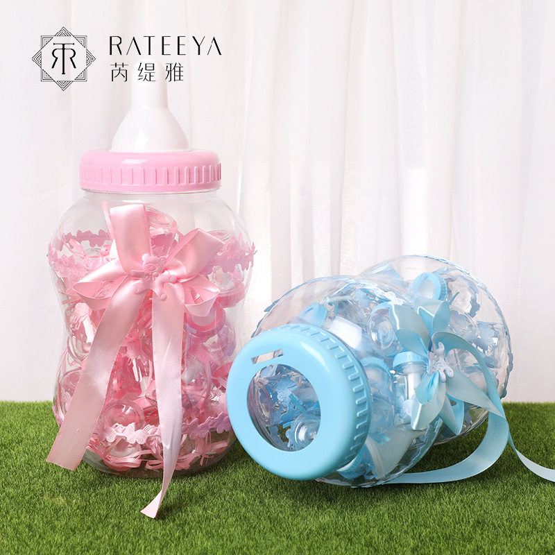 欧式新款PS塑料喜糖盒创意大奶瓶形状糖果盒大号奶瓶套装婚庆