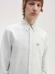 FREDPERY条纹衬衫 秋中青年商务休闲衬衣 纯棉复古风高级感男士