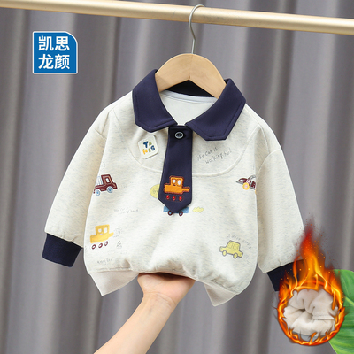 男宝加绒polo衫长袖卫衣冬款T恤