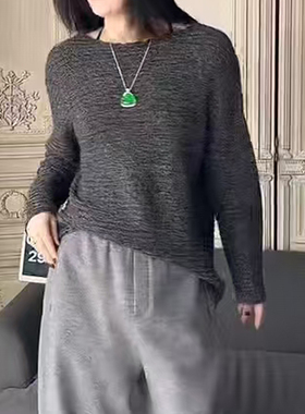 深圳南油＃2026早春款香港巴黎五区AK慵懒风圆领针织宽松套头上衣