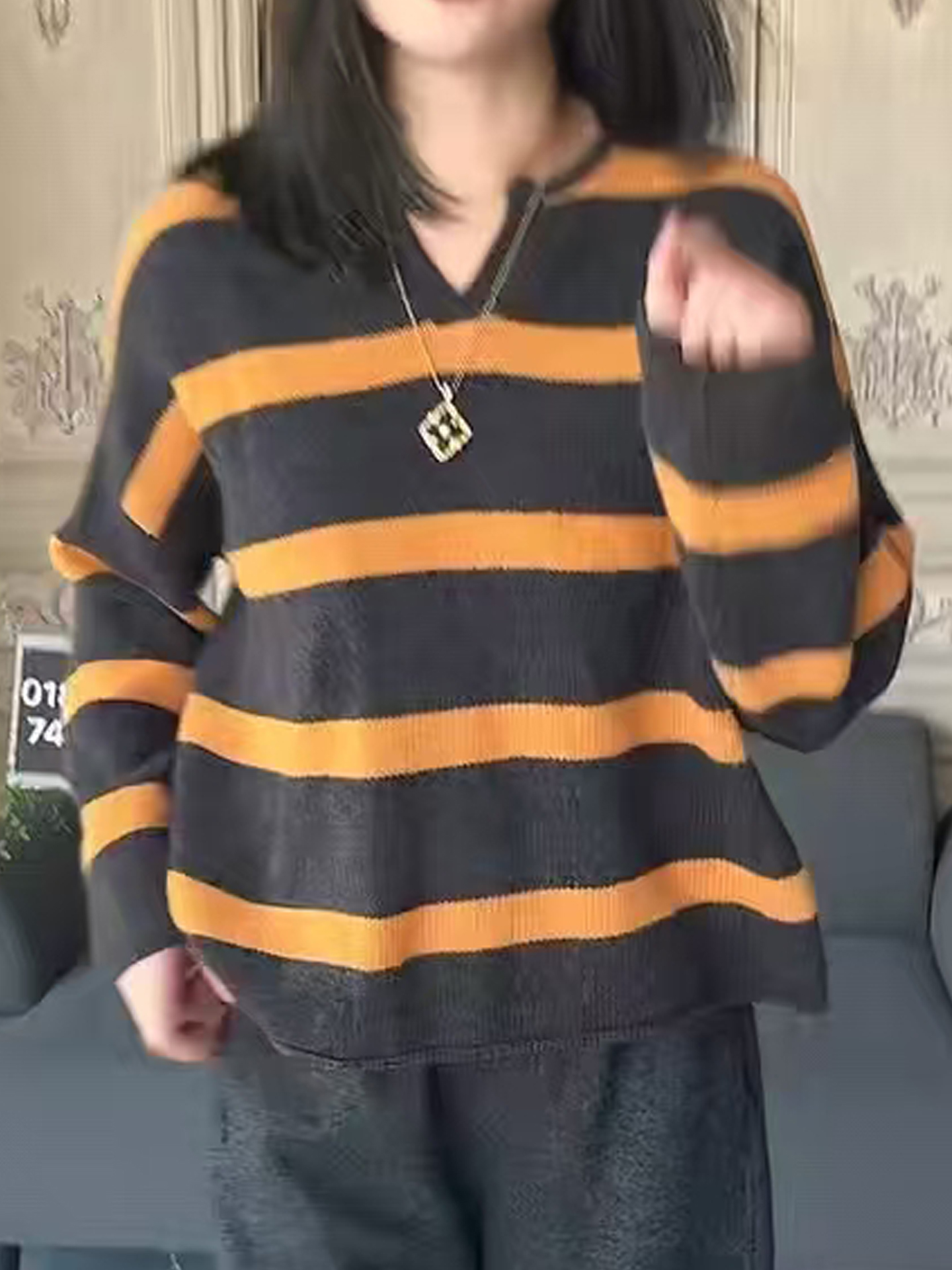 深圳南油＃2025秋冬新款香港巴黎五区AK慵懒风宽松长袖简约上衣女