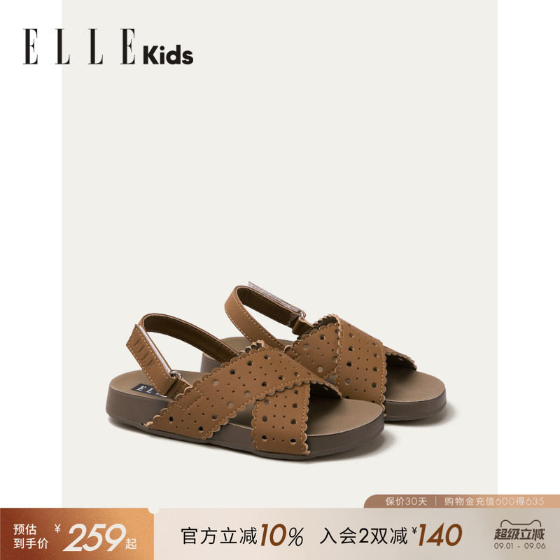 ELLEkids女童勃肯交叉凉鞋夏季图片
