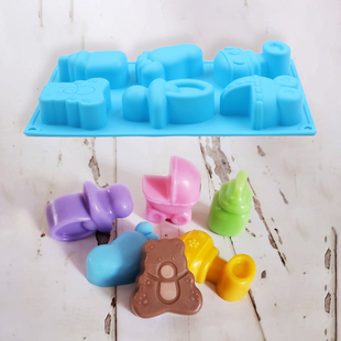 脚丫汽车模具硅胶果冻凉粉钵仔糕蛋糕模型矽胶卡通手工皂工具7