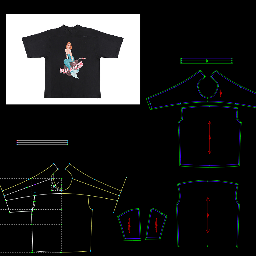 博克t恤纸样boke源文件t恤放码公式放码 图纸