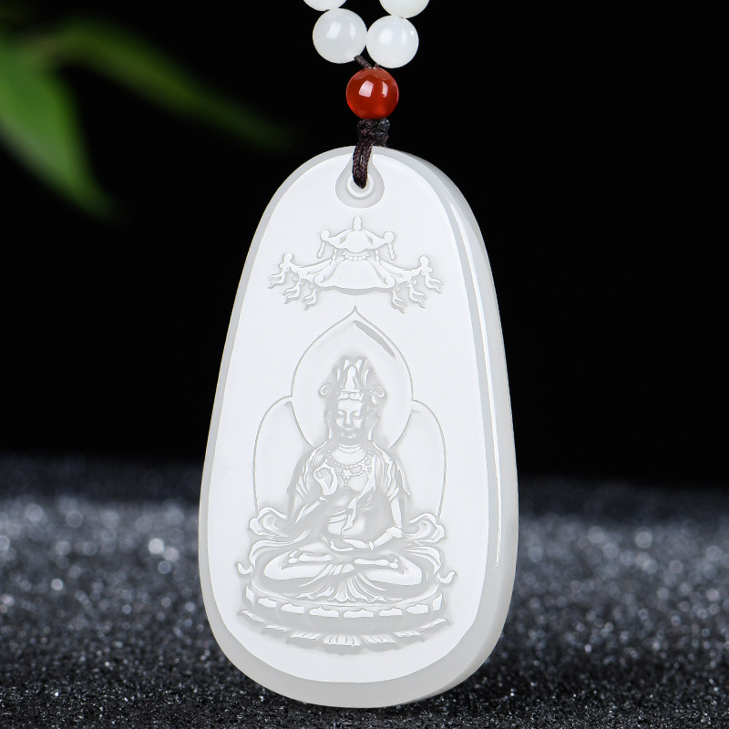 和田玉羊脂玉观音玉吊坠 男女士款普渡众生羊脂玉玉坠玉石玉挂坠